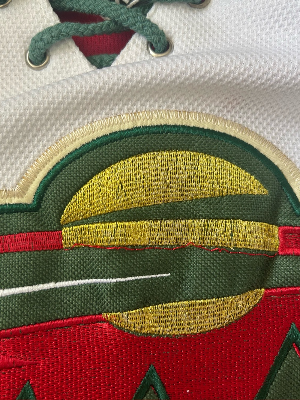 CCM RBK Authentic Center Ice MN WildHockey Jersey Detail Green, White, Red - Picture 6 of 7